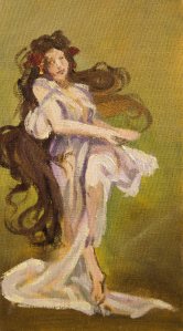Love after Mucha, Oil on Canvas, 10" X 3", €60