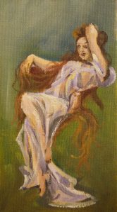 Hope after Mucha, Oil on canvas, 10" x 3", €60